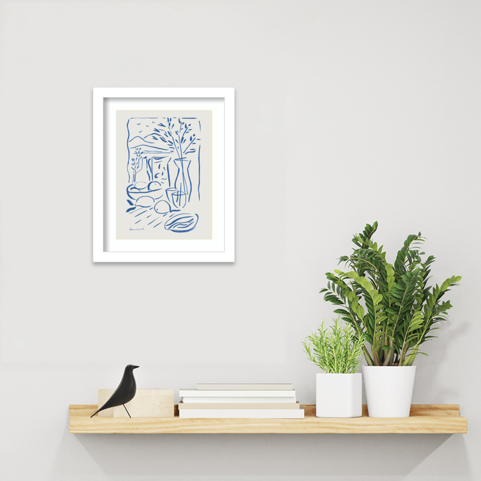 Cleve "Mediterranean View" Print, White Framed, 13" H x 11" W