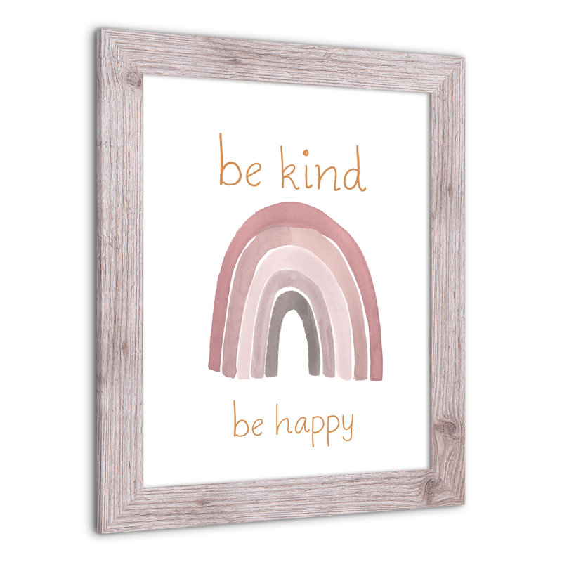 «Be Kind Happy», art encadré, H 20 po x l 16 po x P 0,75 po, Cadre blanc