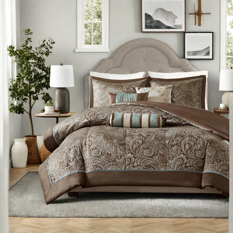 de literie pour grand lit deux pièces, jacquard en polyester de qualité supérieure, style cachemire moderne pour le confort de la chambre à coucher