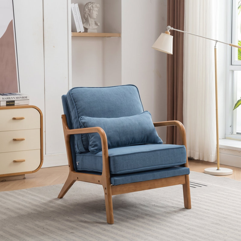 Fauteuil rembourré, Lin bleu marine