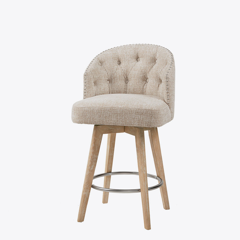 Tabouret de comptoir pivotant rembourré à 360 degrés, H 26 po, Beige