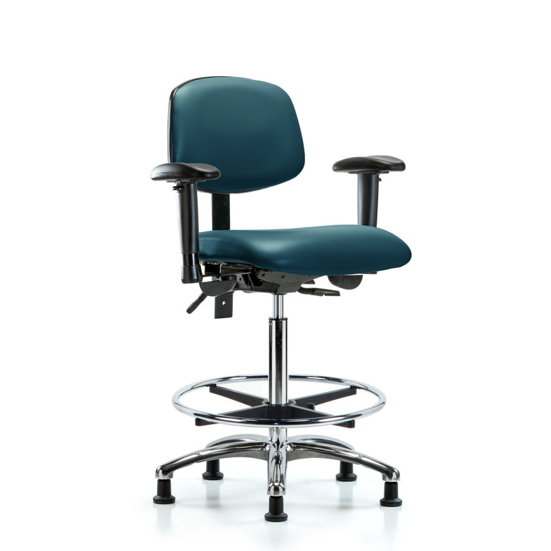 Chaise de travail ergonomique Latanisha, Bleu marine, Patins, Oui