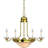 8-Light Polished Brass Candelabra Chandelier with Frosted Glass Bowl Shade