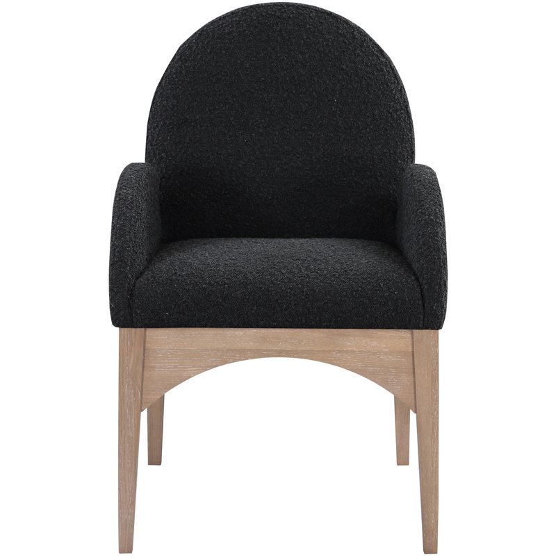 Kezer 19.75'' H Upholstered Armchair, Black Boucle Fabric, Natural