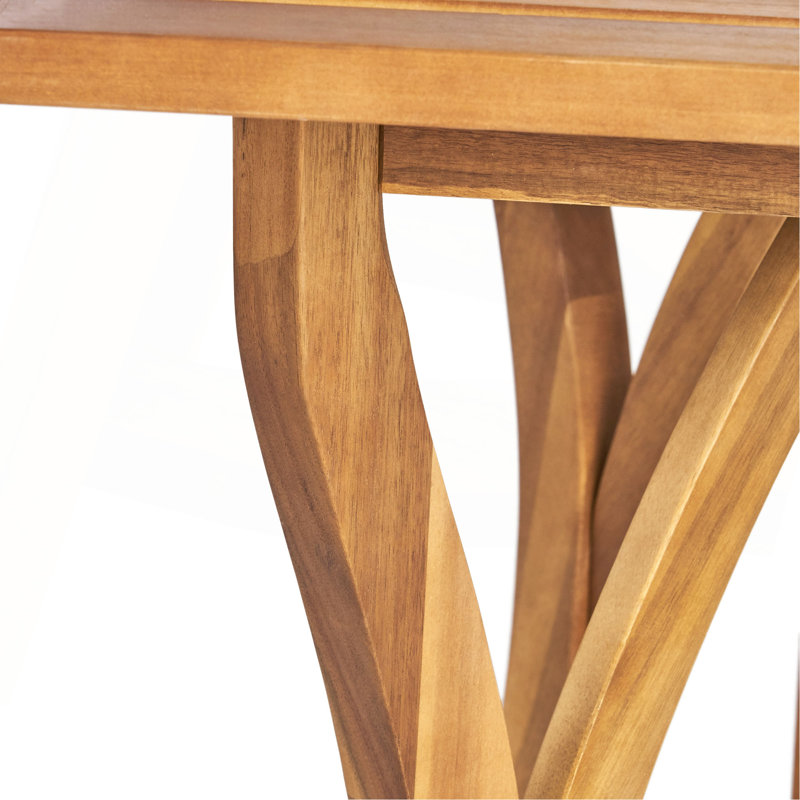 Outdoor 59 Inch Rectangular Solid Wood Table Dining Table,Teak Finish