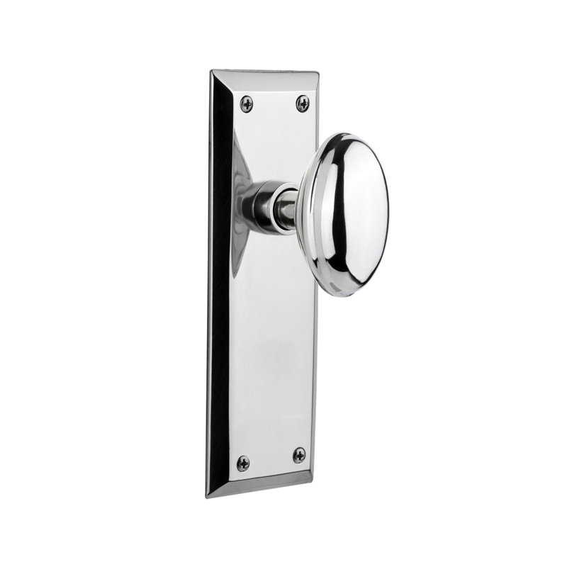 Plaque New avec plaque de porte Homestead New York, 2 3/8 po, Chrome brillant
