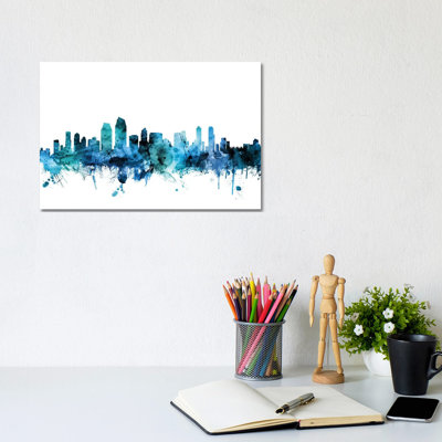 San Diego, California Skyline by Michael Tompsett - 1 Piece Wrapped Canvas Wall Art