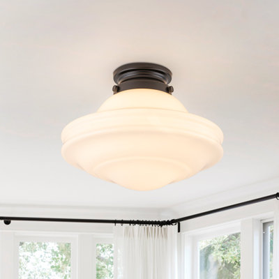 12" Mid-Century Modern Mushroom Glass Flush Mount