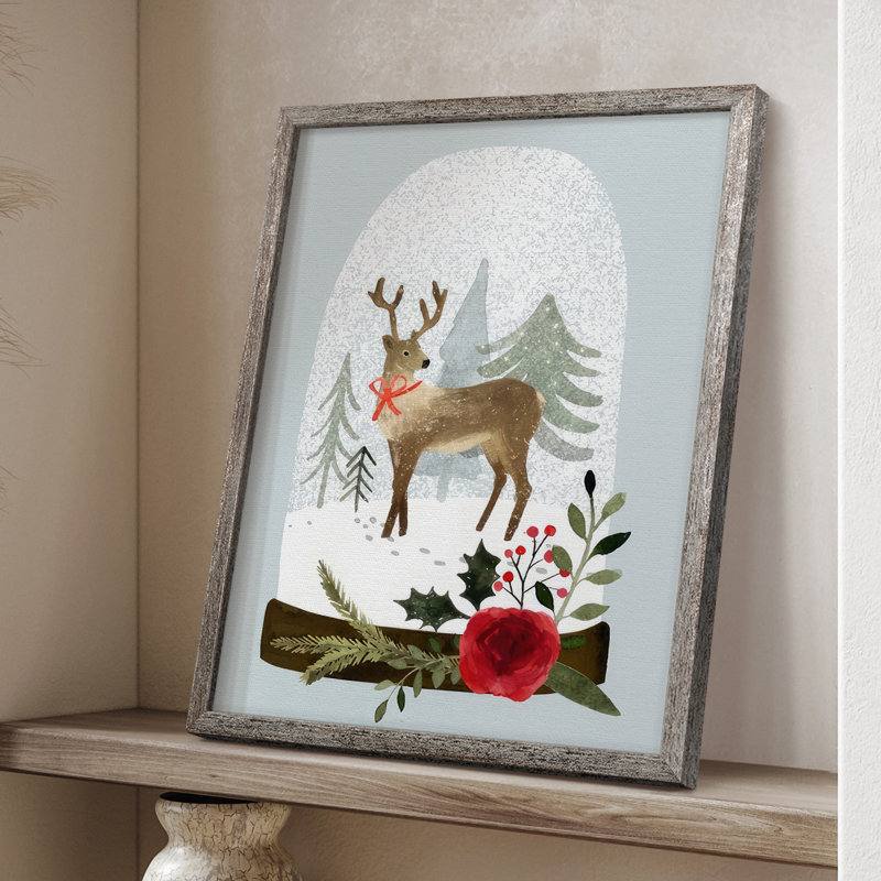 Snow Globe Village III, reproduction encadrée - bois massif, H 21 po x l 17 po