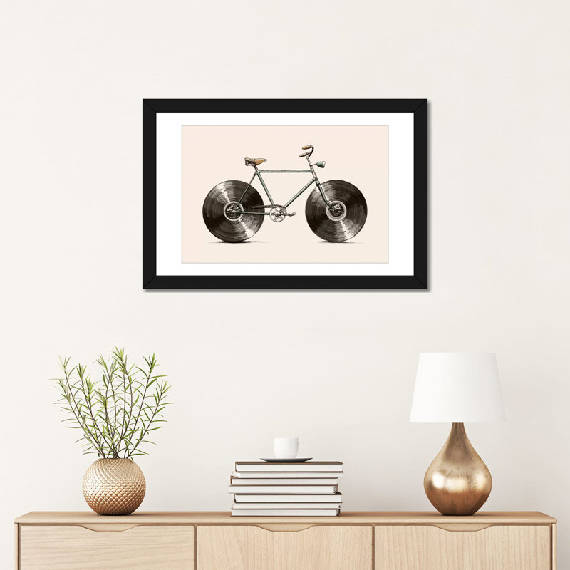 « velophone », impression sur toile, Papier d'art encadré noir, Blanc, H 16 po x l 24 po x P 1 po