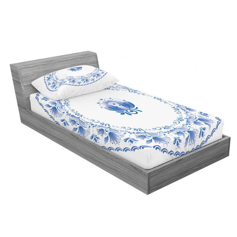 Microfiber Floral Sheet Set, Twin XL Sheet Set with Fitted Sheet