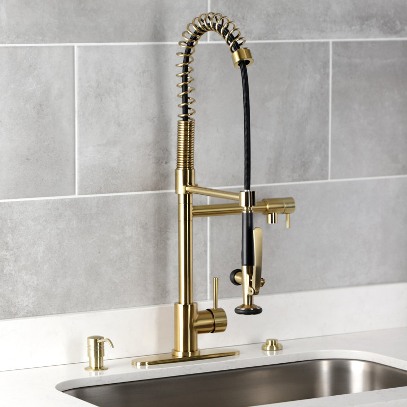 Kingston Brass Milano Kitchen Soap Dispenser, Satin Brass