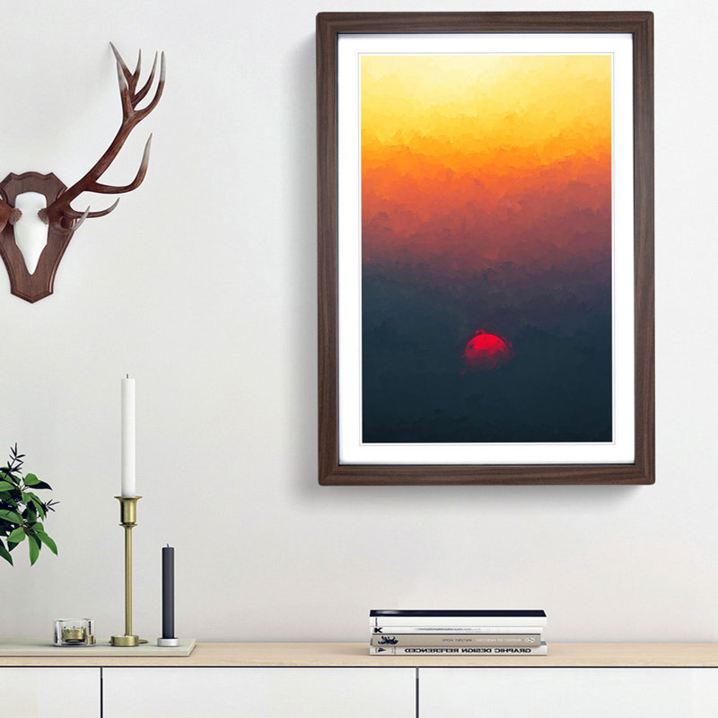Sunset in Portugal in Abstract - Picture Frame Graphic Art Print, 48cm H x 36cm W x 2cm D, Walnut Framed