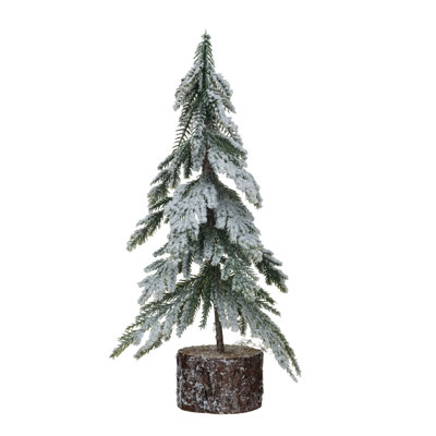 Faux sapin avec base et finition neige