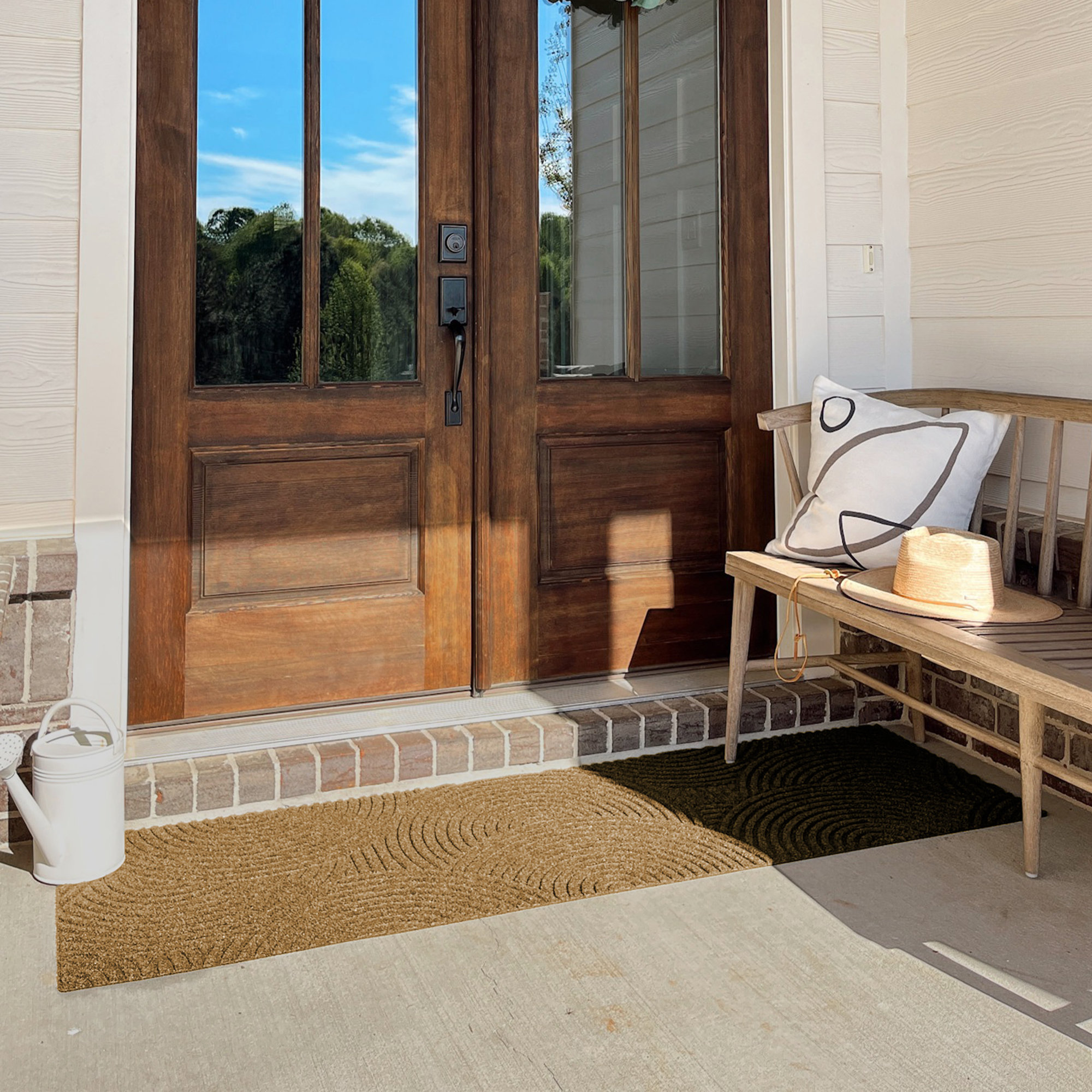 WaterHog Luxe Put Your Records On Non-Slip Indoor Outdoor Door Mat, Wheat, 21.5" W x 70" L