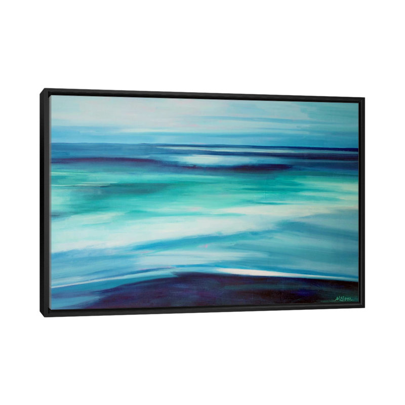 «Ocean», reproduction sur toile, H 18 po x l 26 po x P 1,5 po, Toile avec cadre noir, Pas de tapis
