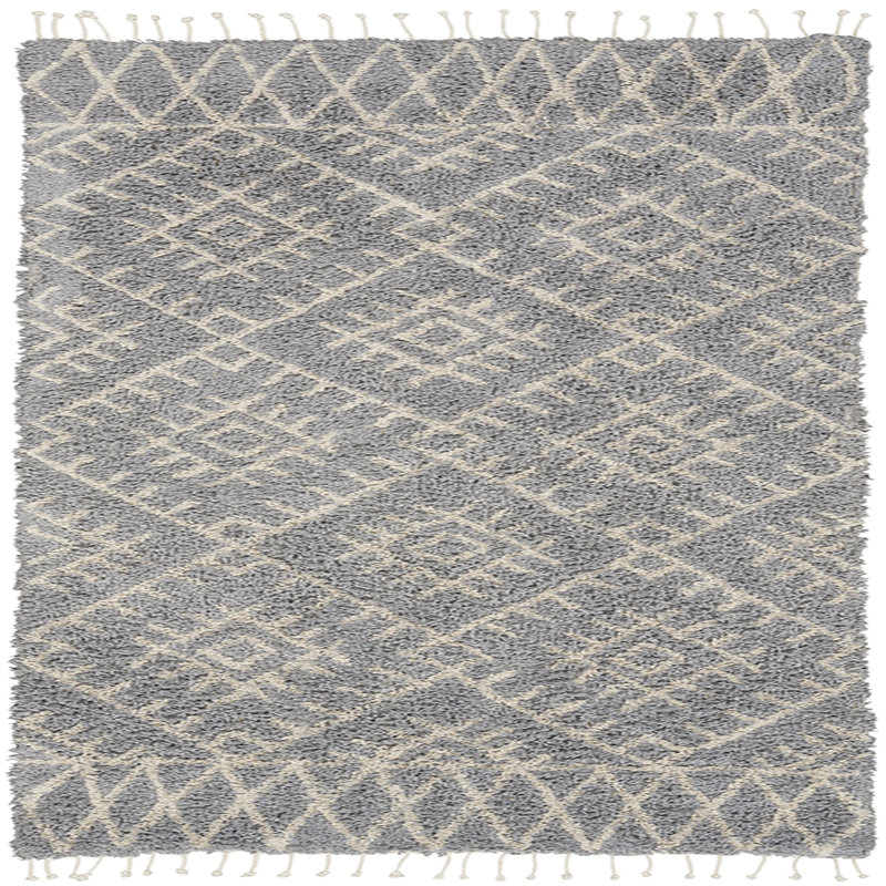 Cotton Geometric Rug, Light Gray, Runner 2'3" x 6'