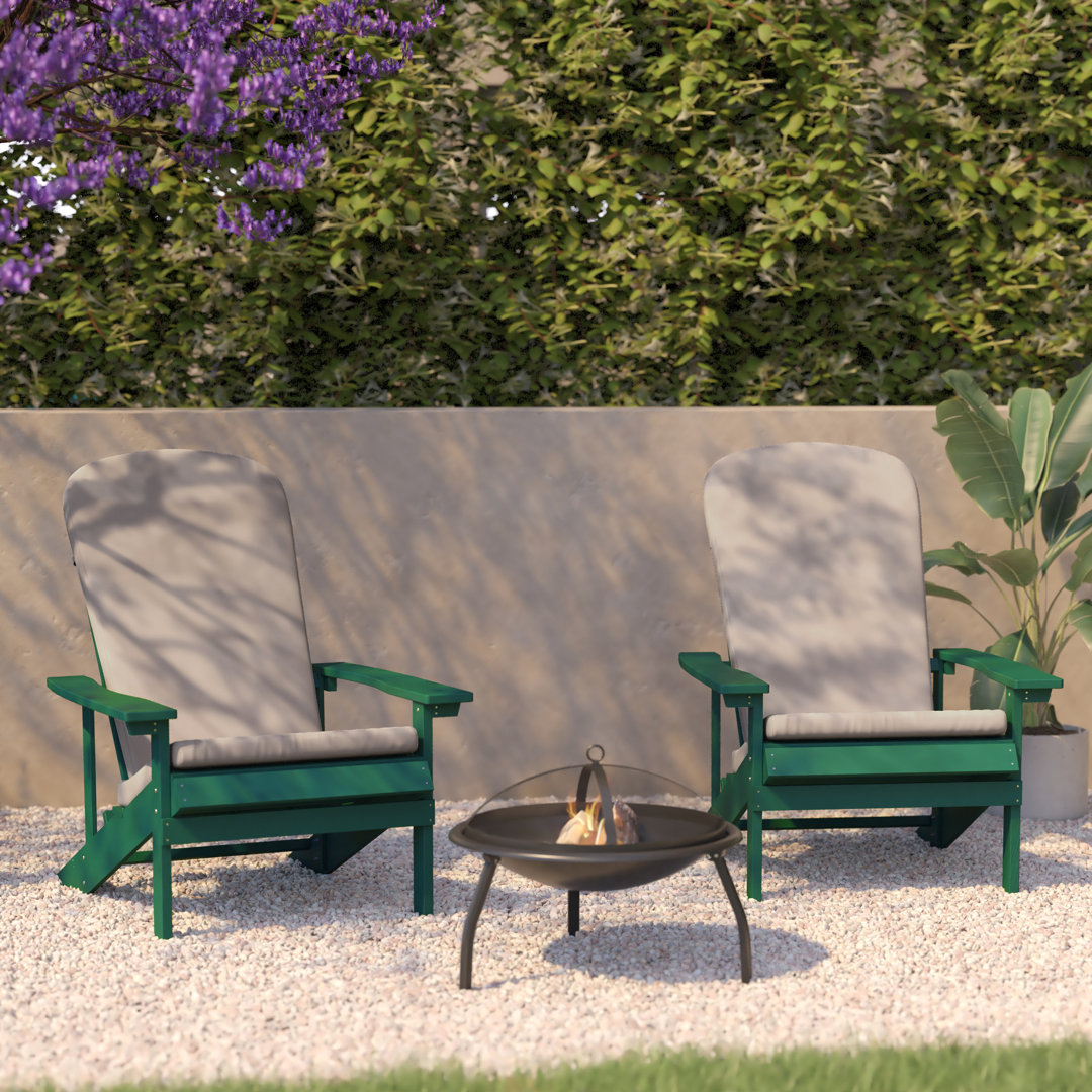 Rankins All-Weather Poly Resin Wood Adirondack Chairs with Cushions (Set of 2) Rosecliff Heights 