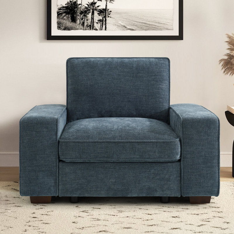 Modular Sofa Couch With Seats Storage, Comfy Chenille Fabric Couch For Living Room, Office, Apart Deep Seat, Usb Charging, With Removable Cover,lightgrey, Single Sofa