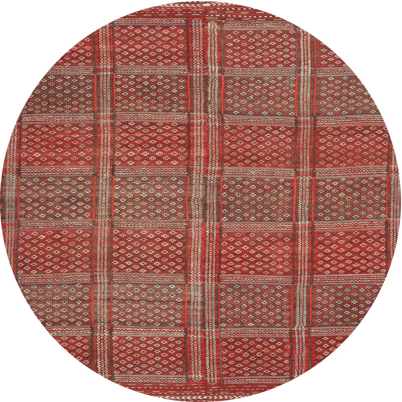 Tapis de zone rouge contemporaine, Rond 3 pi