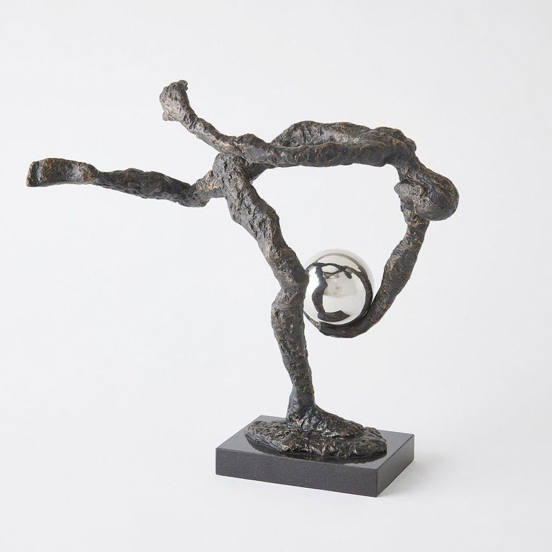 Tripped Up Sculpture-Bronze W/Nickel Sphere