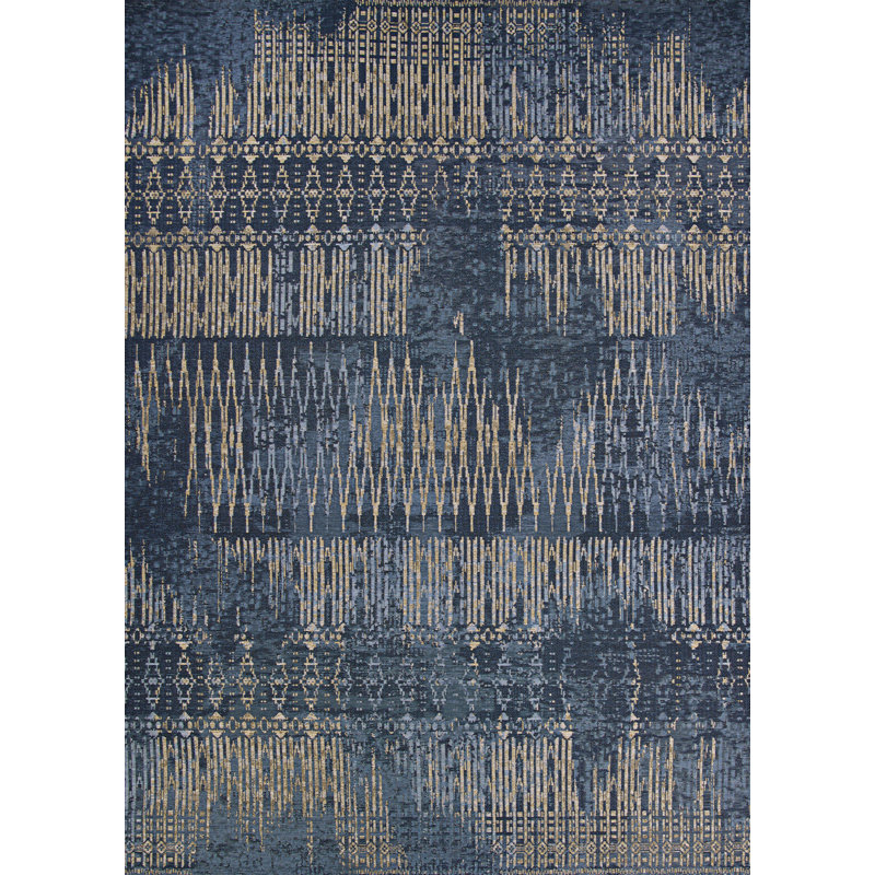 Tapis intérieur bleu indigo abstrait Hause, Rectangle 4 pi x 5 pi 10 po
