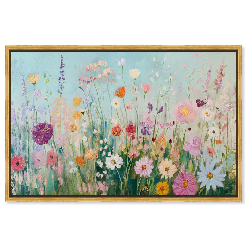 Art Remedy Playful Flower Art Canvas, Lush and Lovely I, 31" H x 46" W, Gold Floater Framed