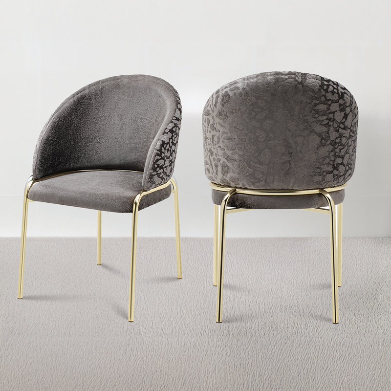 Onyx Velvet Side Chair, Dark Gray, Gold