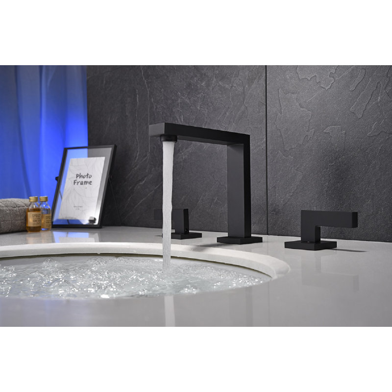 Robinet pour salle de bain à 2 poignées et 3 trous, noir mat