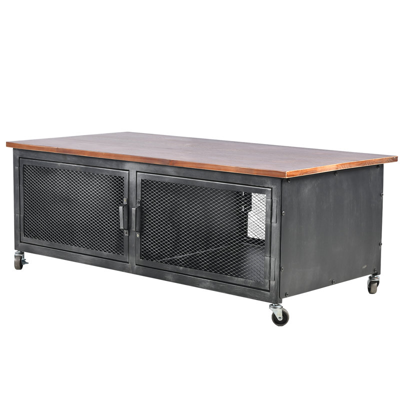Keyanah Accent Cabinet, Brown/Distressed Black, 17.72" H x 47.24" W x 23.62" D