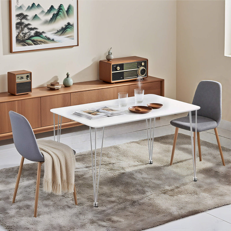 47" Rectangular Dining Table with Silver Hairpin Legs