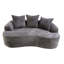 Canapé incurvé de 164 cm avec coussins à ressorts ensachés, velours côtelé gris, 3 coussins décoratifs, compact pour les petites pièces, aucun assemblage requis, velours côtelé, option d'assise compacte, nécessaire