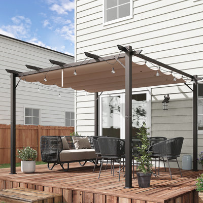 Housse pour pergola Brown Garden - Patio en aluminium avec auvent rétractable