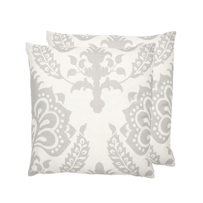Vienna Floral Linen Throw Pillow, Pillow Cover Only - No Insert, Gray Floral