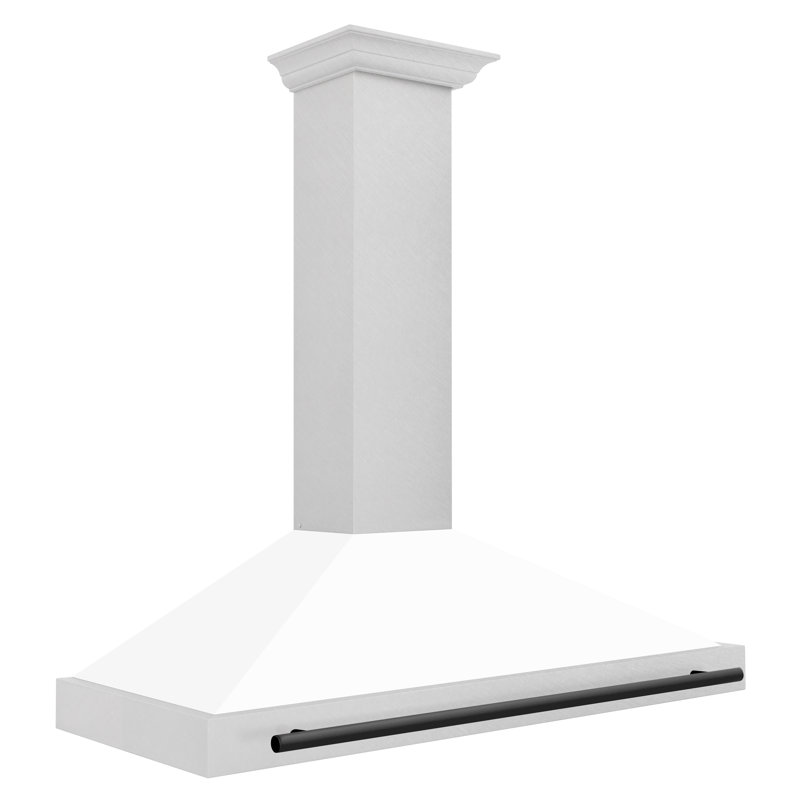 Hotte de cuisine murale en acier inoxydable satiné 48 po ZLINE Autograph Edition, Blanc mat / noir mat