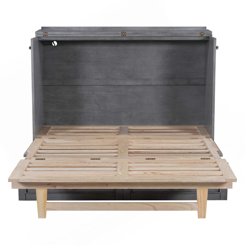 Murphy Bed With Large Drawers, Gray