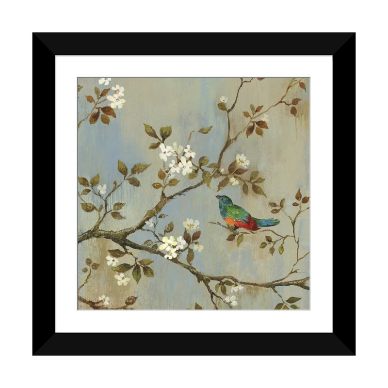« apple fleuri i », reproduction sur toile, H 16 po x l 16 po x P 1 po, Papier d'art encadré noir, Blanc