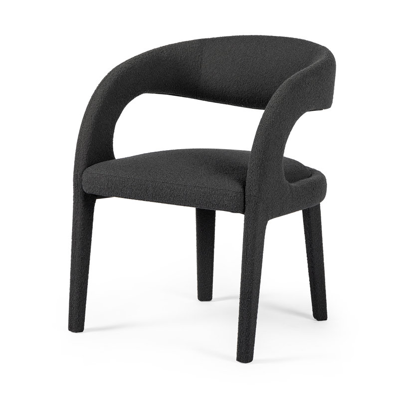 Hawkins Standard Upholstered Arm Chair, Fiqa Charcoal Boucle