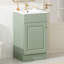 Meuble-lavabo de 18 pouces avec trou de robinet à un trou pré-percé, support de rangement et mécanisme de fermeture en douceur pour une porte pratique