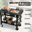 Chariot de barbecue, table de barbecue pliable avec porte-couteau magnétique, noir