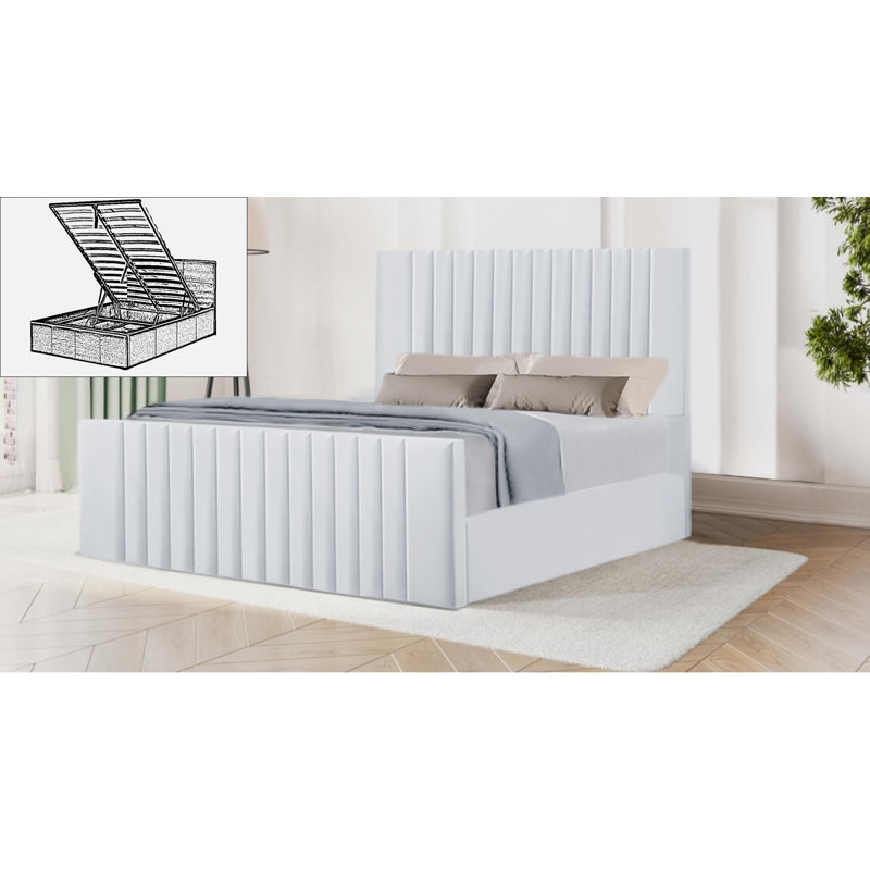 Bastri Storage Bed, White, Double (135 x 190 cm)