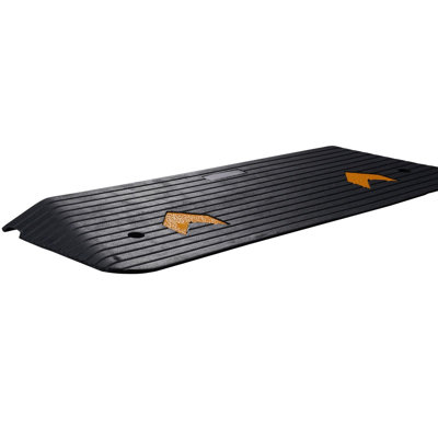 Rubber Threshold Ramp 43.3" L x 12.6" W x 1.5" H with 1 Channel, Recycled Natural Rubber, 1-Piece Door Ramp, Black, 33069 lbs Load Capacity Non-Slip Surface