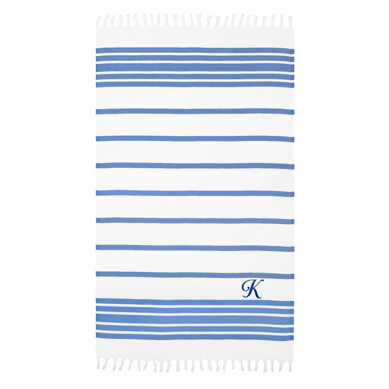 Herringbone Turkish Cotton Beach Towel, K, Royal Blue/Navy