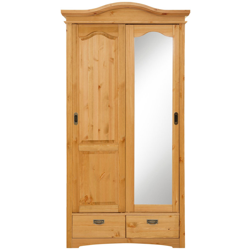 Donalsonville 2 Door Solid Wood Wardrobe, Natural Brown Oil