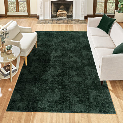 Tapis intérieur / extérieur en polyester doux à motif géométrique gaufré Aubepine Thandi - vert, 6 x 9
