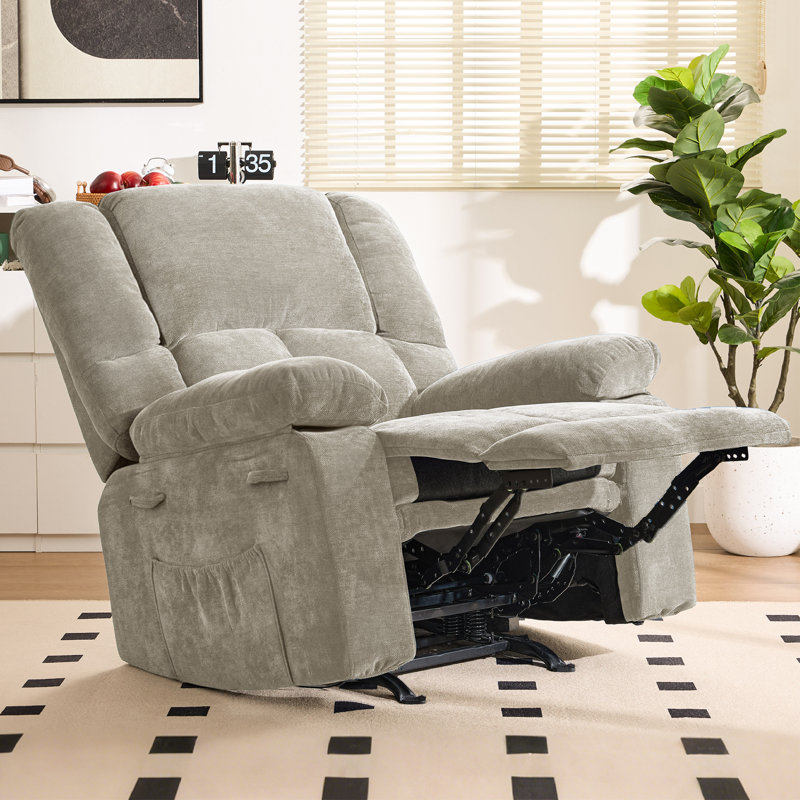 37.8'' Velvet Manual Rocker Recliner，Space-Saving Design for Small Rooms, Blue, 19.88" H X 22.44" W X 22.83" D