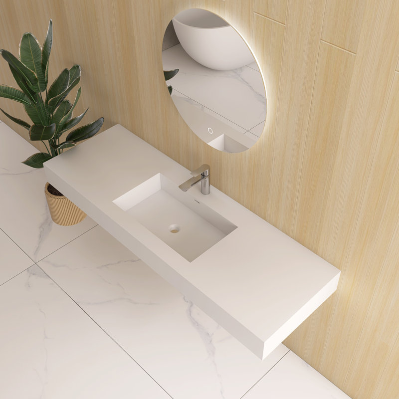 Lavabo de salle de bain mural 60 "avec trou pour robinet
