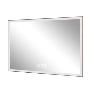 Modern Bathroom Wall Mirror 48x32in, Led, Fog, 3 Color Options Led Customization Available