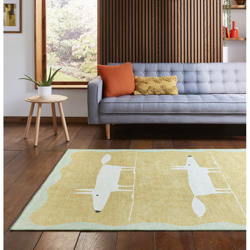 Scion Animal Print Digitally Printed 76cm X 150cm Area Rug, Yellow, Rectangle 76 x 150 cm