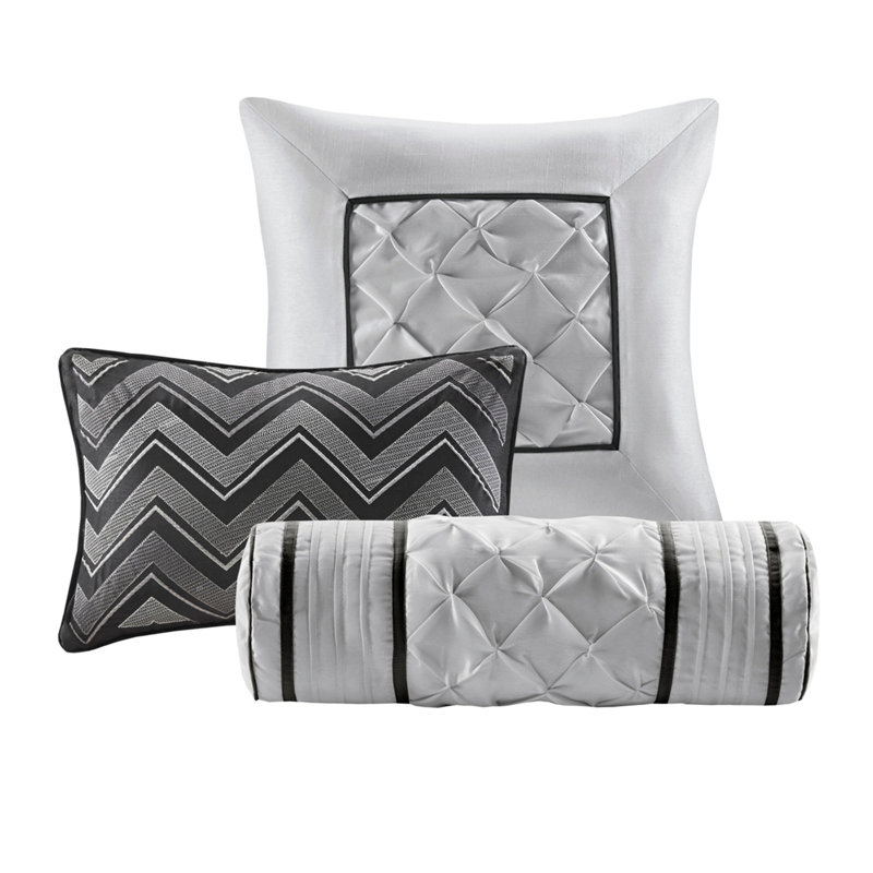 7 Piece Tufted Comforter Set Black